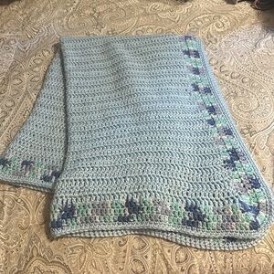 Crocheted Baby Blanket Throw Blanket Hand Made 36” X 29”